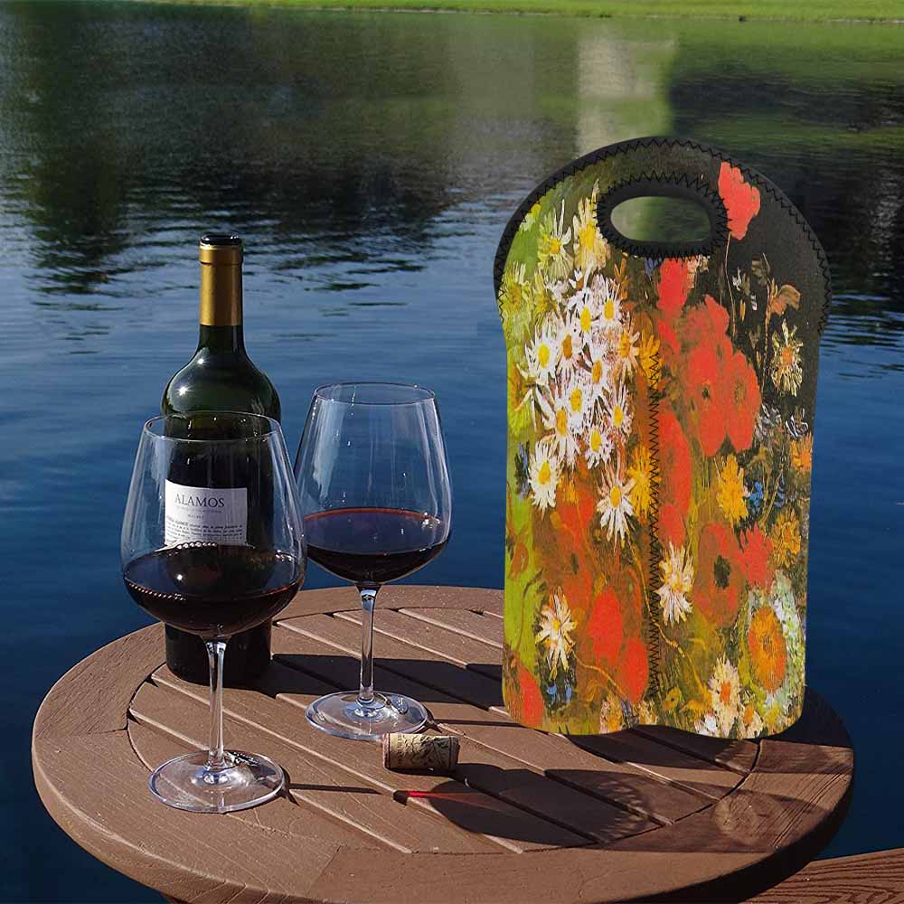 Vintage floral 2 bottle wine bag, Design 60
