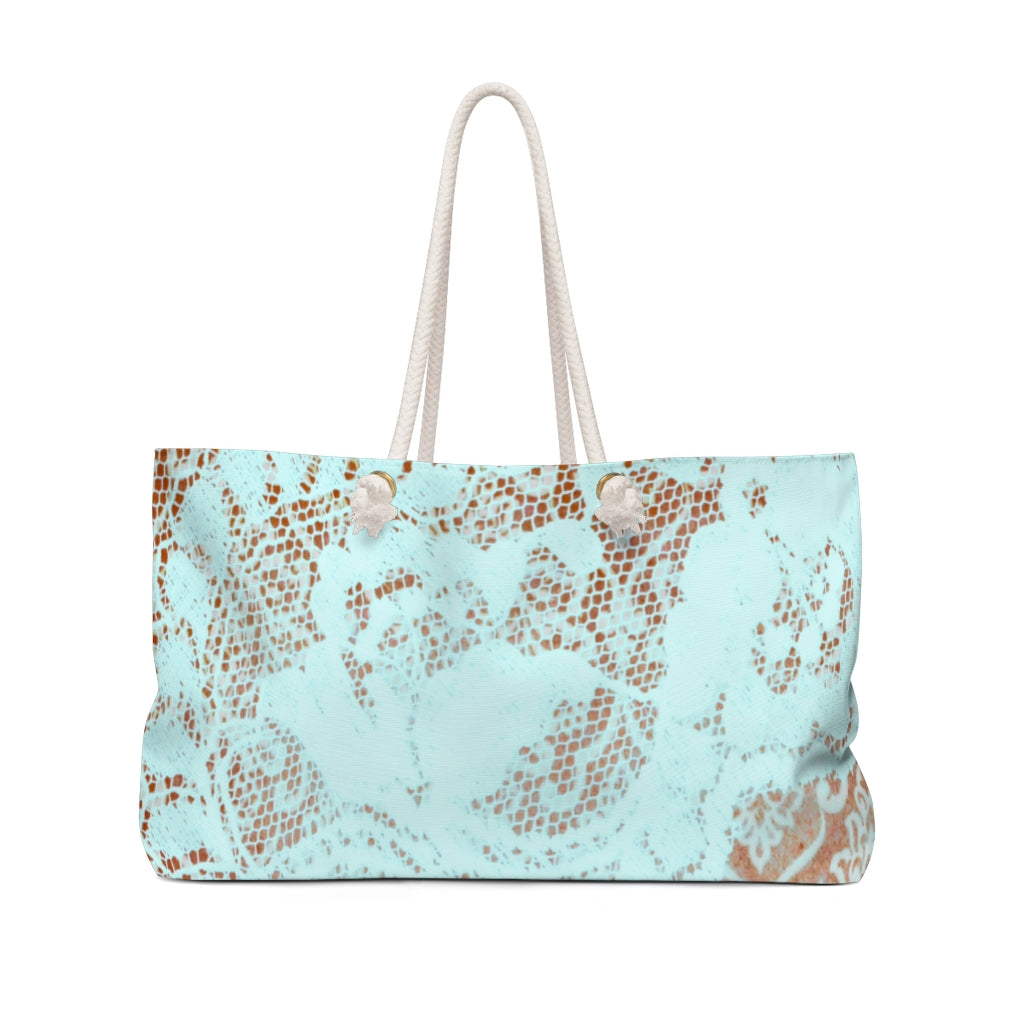 Victorian lace print weekender bag, large, design 23