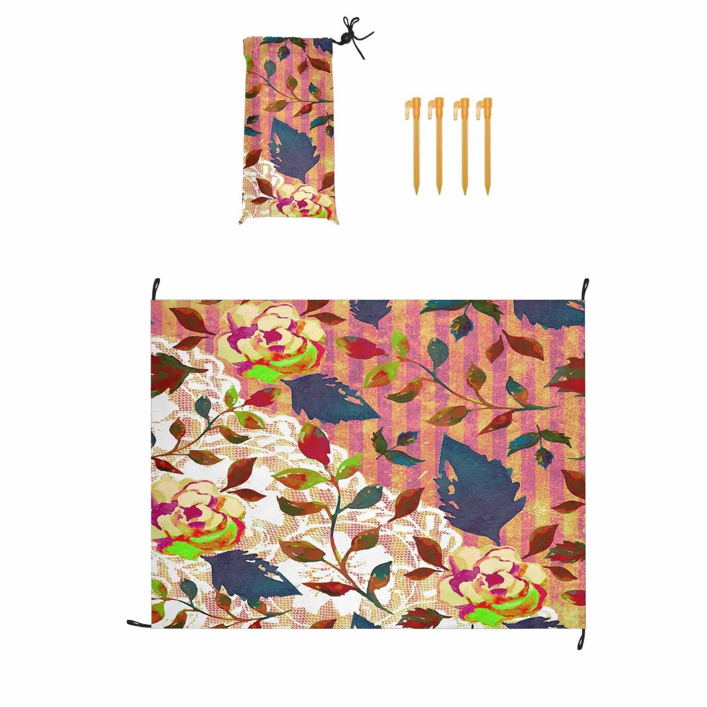 Victorian lace print waterproof picnic mat, 69 x 55in, design 22