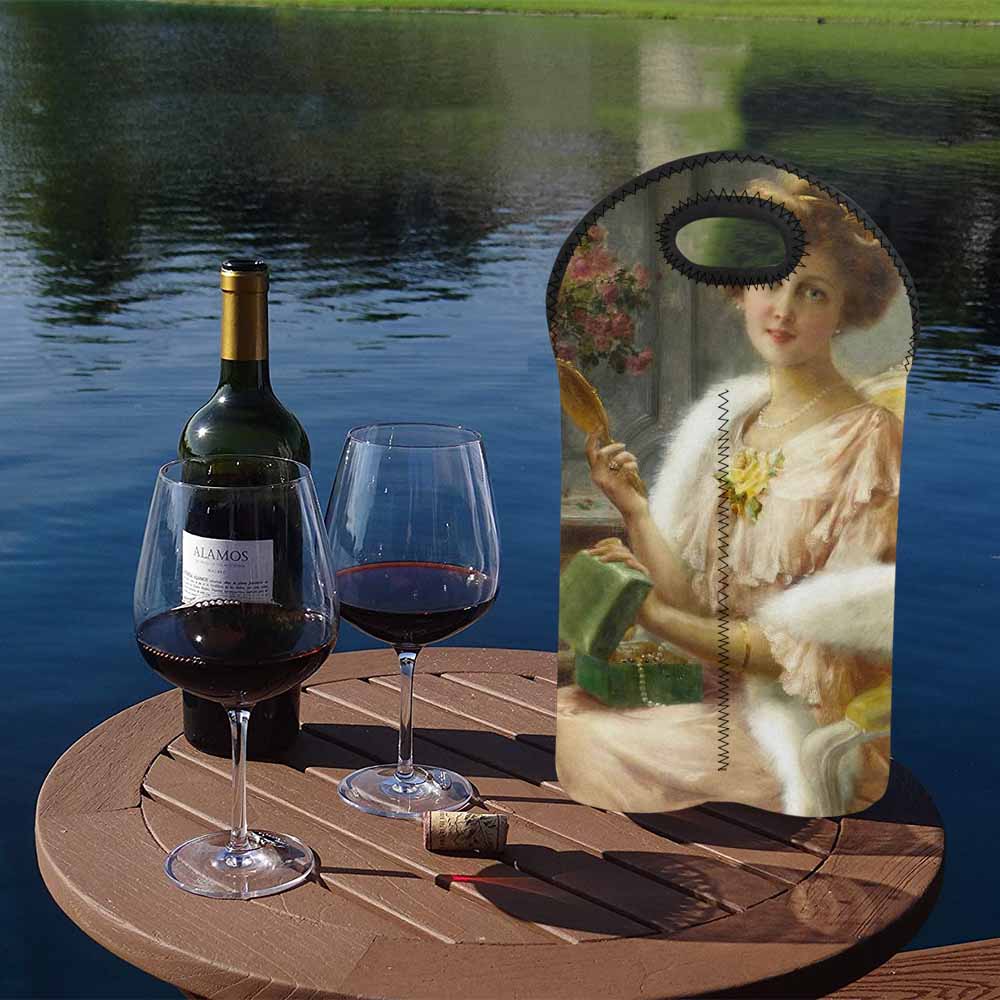 Victorian lady design 2 Bottle wine bag, A young lady with a mirror
