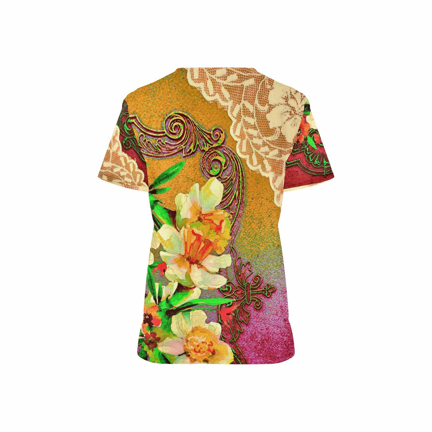 Victorian lace print professional scrubs, nurses scrub, unisex, design 48