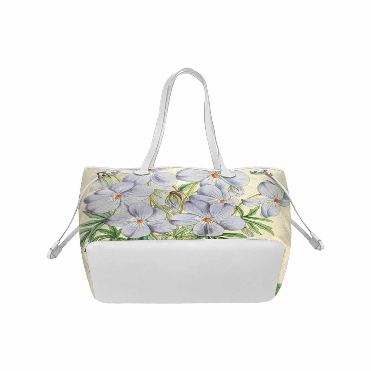 Vintage Floral Handbag, Classic Handbag, Mod 1695361 Design 13, WHITE TRIM