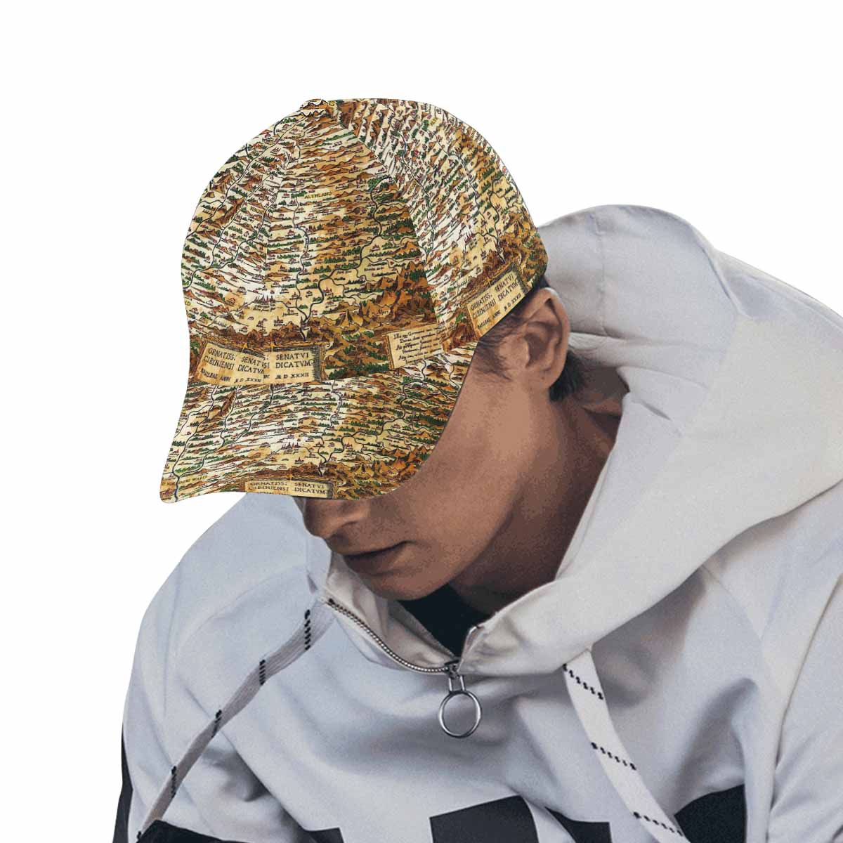 Antique Map design dad cap, trucker hat, Design 48