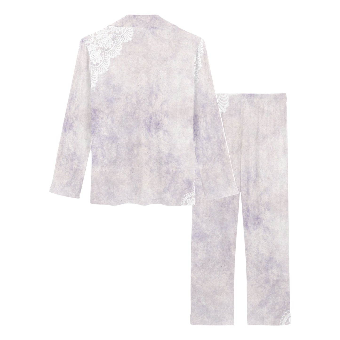 Victorian printed lace pajama set, design 40 Women's Long Pajama Set (Sets 02)