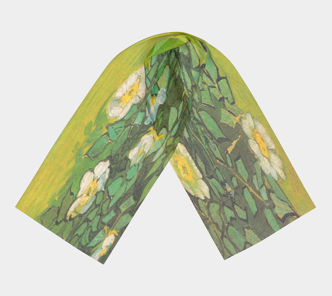 Vintage floral RECTANGLE satin charmeuse scarf, Design 01