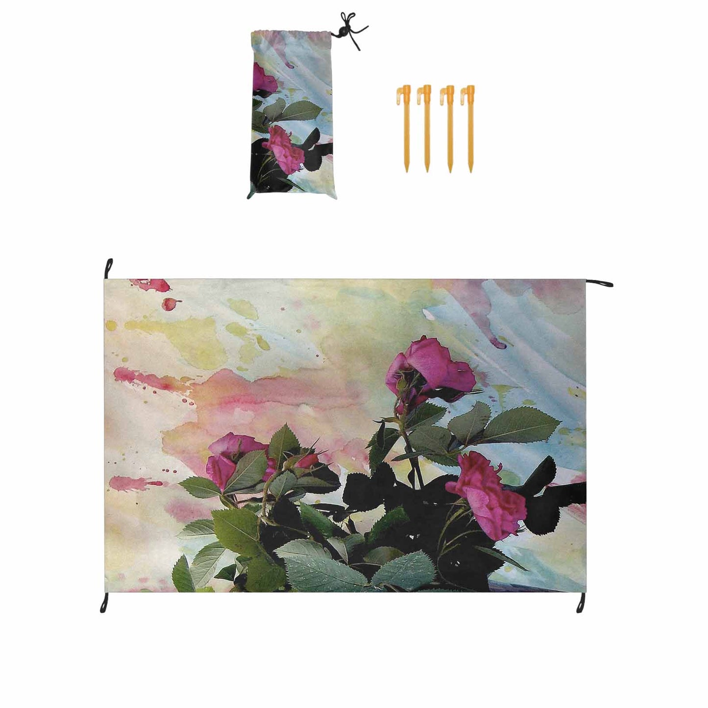 Vintage Floral waterproof picnic mat, 81 x 55in, Design 21