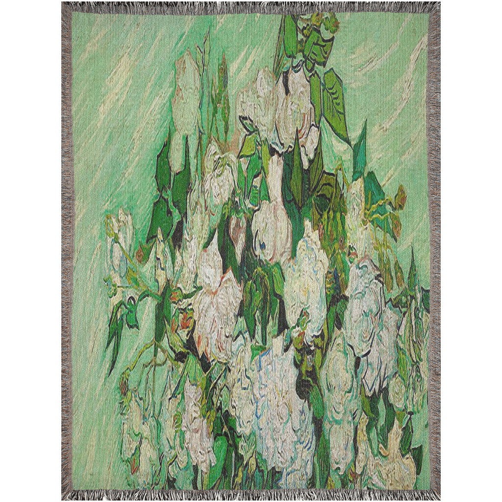 100% cotton Vintage Floral design woven blanket, 50 x 60 or 60 x 80in, Design 45