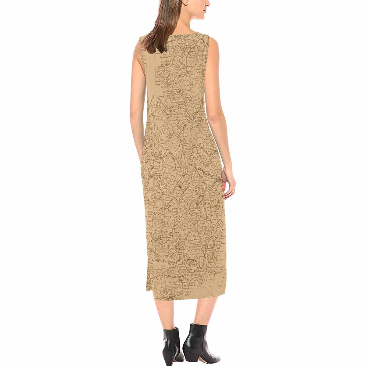 Antique Map chic long dress, Design 47