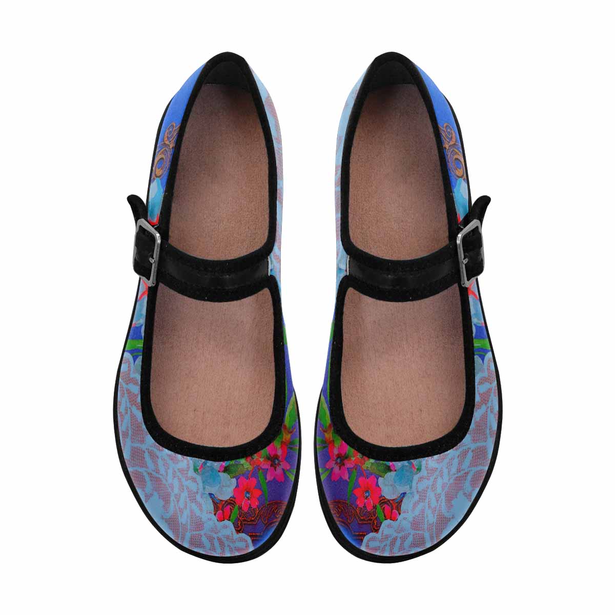 Victorian lace print, cute, vintage style women's Mary Jane shoes, design 46