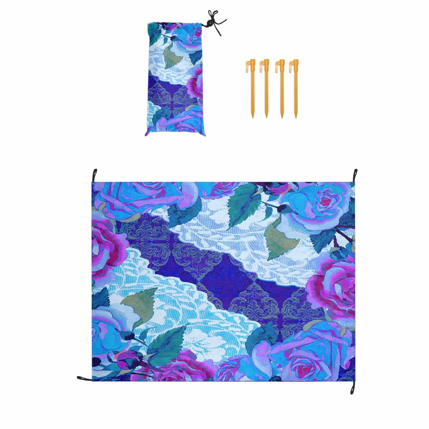 Victorian lace print waterproof picnic mat, 69 x 55in, design 20