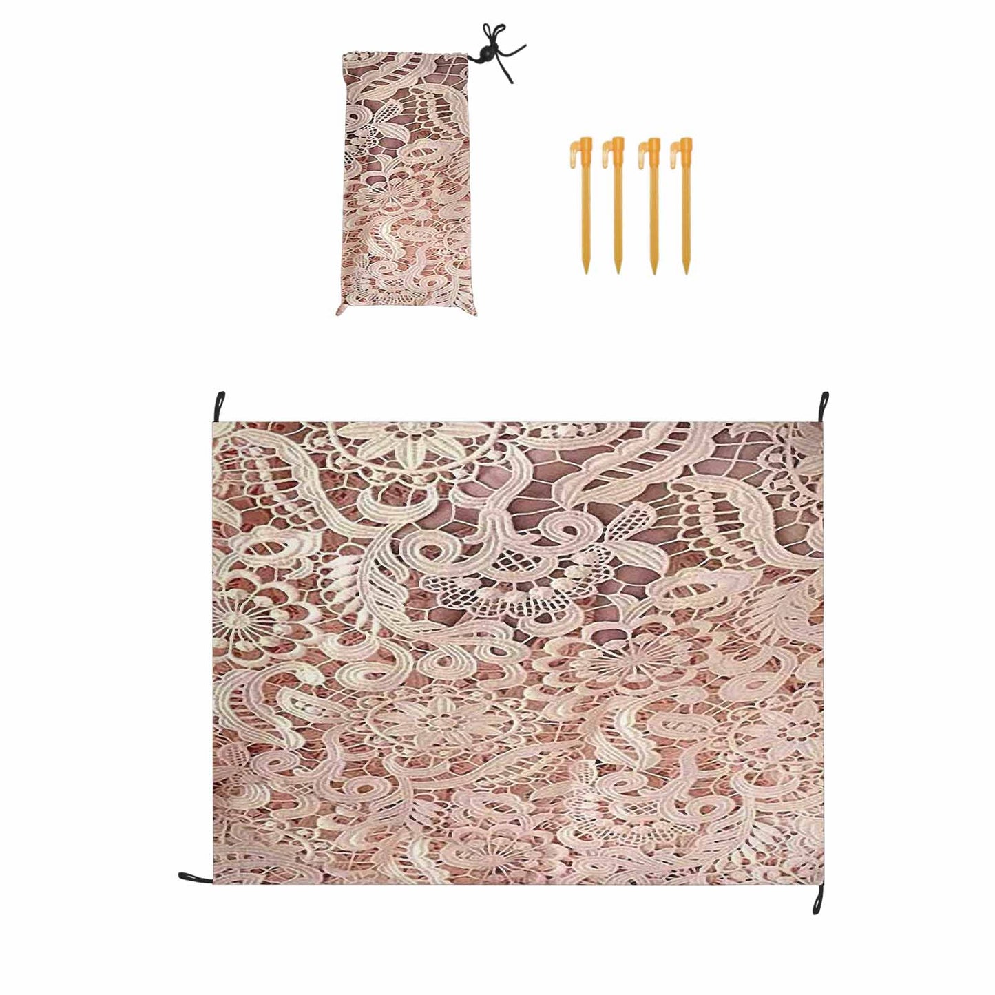 Victorian lace print waterproof picnic mat, 69 x 55in, design 11