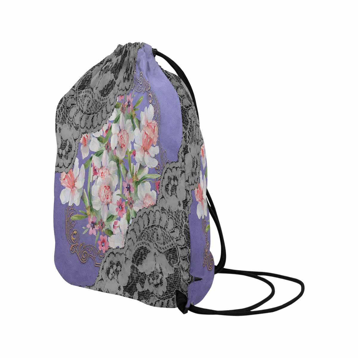 Victorian lace DRAWSTRING BAG, LARGE, design 45