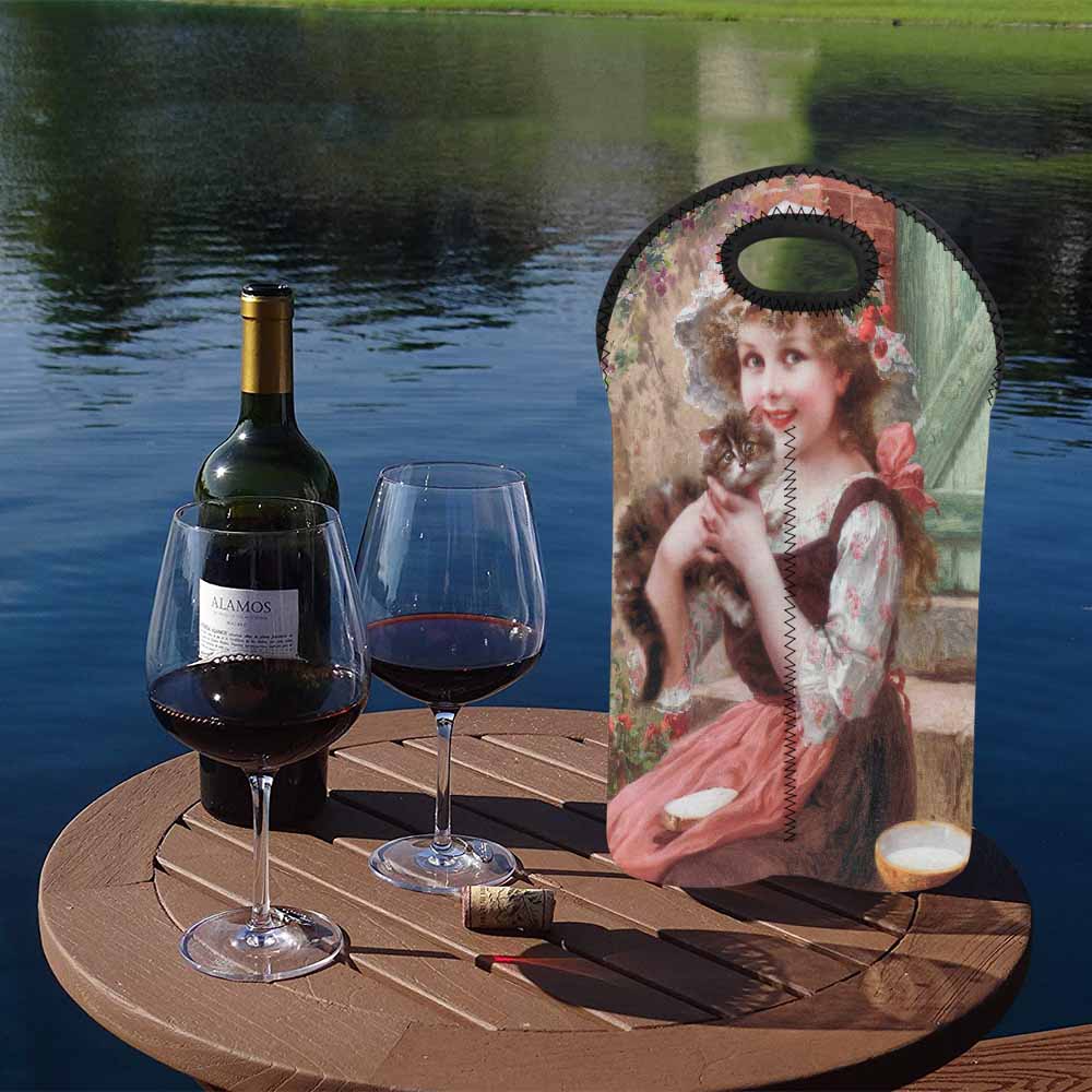 Victorian girl design 2 Bottle wine bag, The Little Kittens