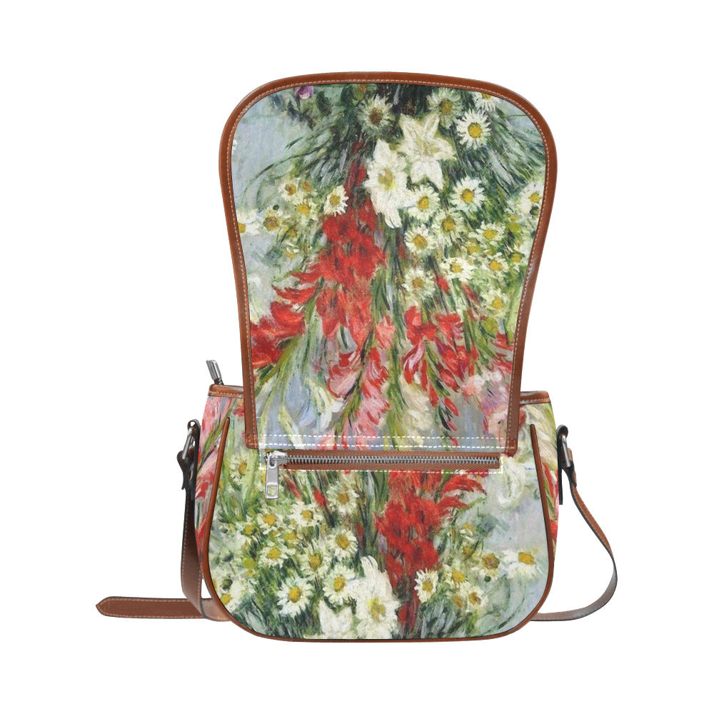 Vintage floral handbag, Design 43 Model 1695341 Saddle Bag/Large (Model 1649)