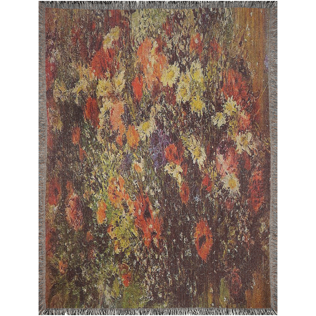 100% cotton Vintage Floral design woven blanket, 50 x 60 or 60 x 80in, Design 24