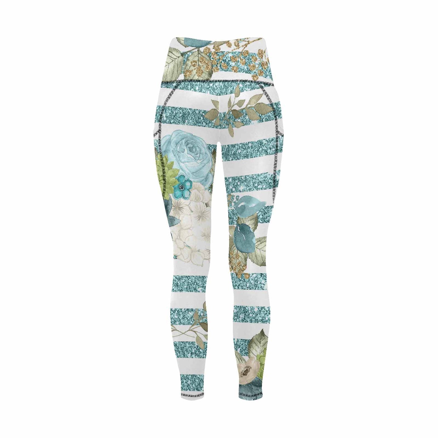 Floral 2, active wear leggings, outside surge, design 51