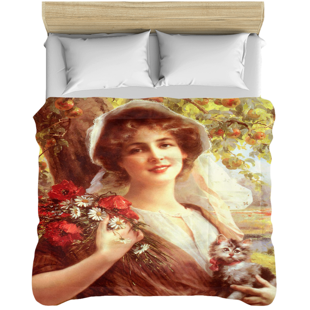 Victorian lady design comforter, twin, twin XL, queen or king, COUNTRY SUMMER