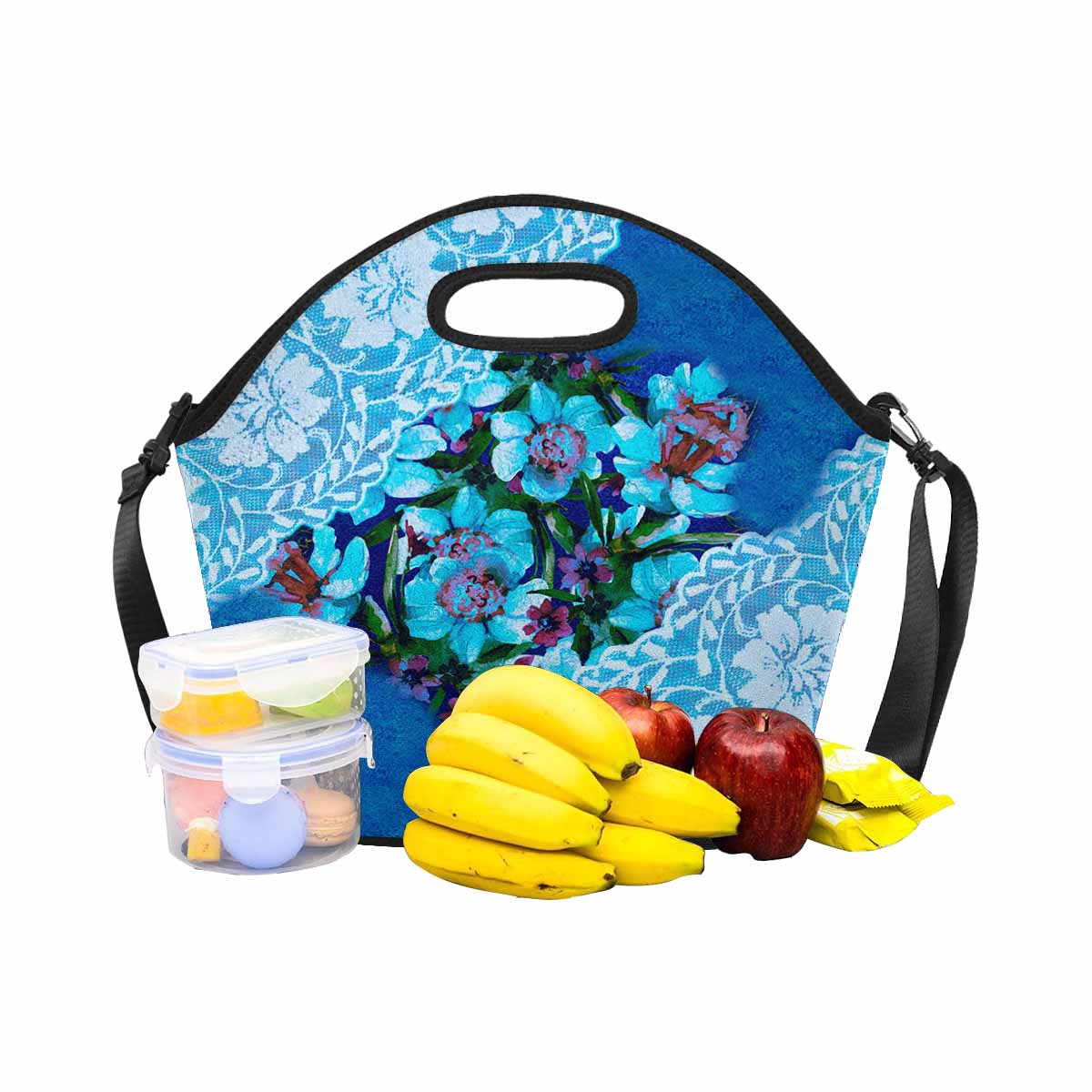 Victorian lace print insulated lunch bag, design 49