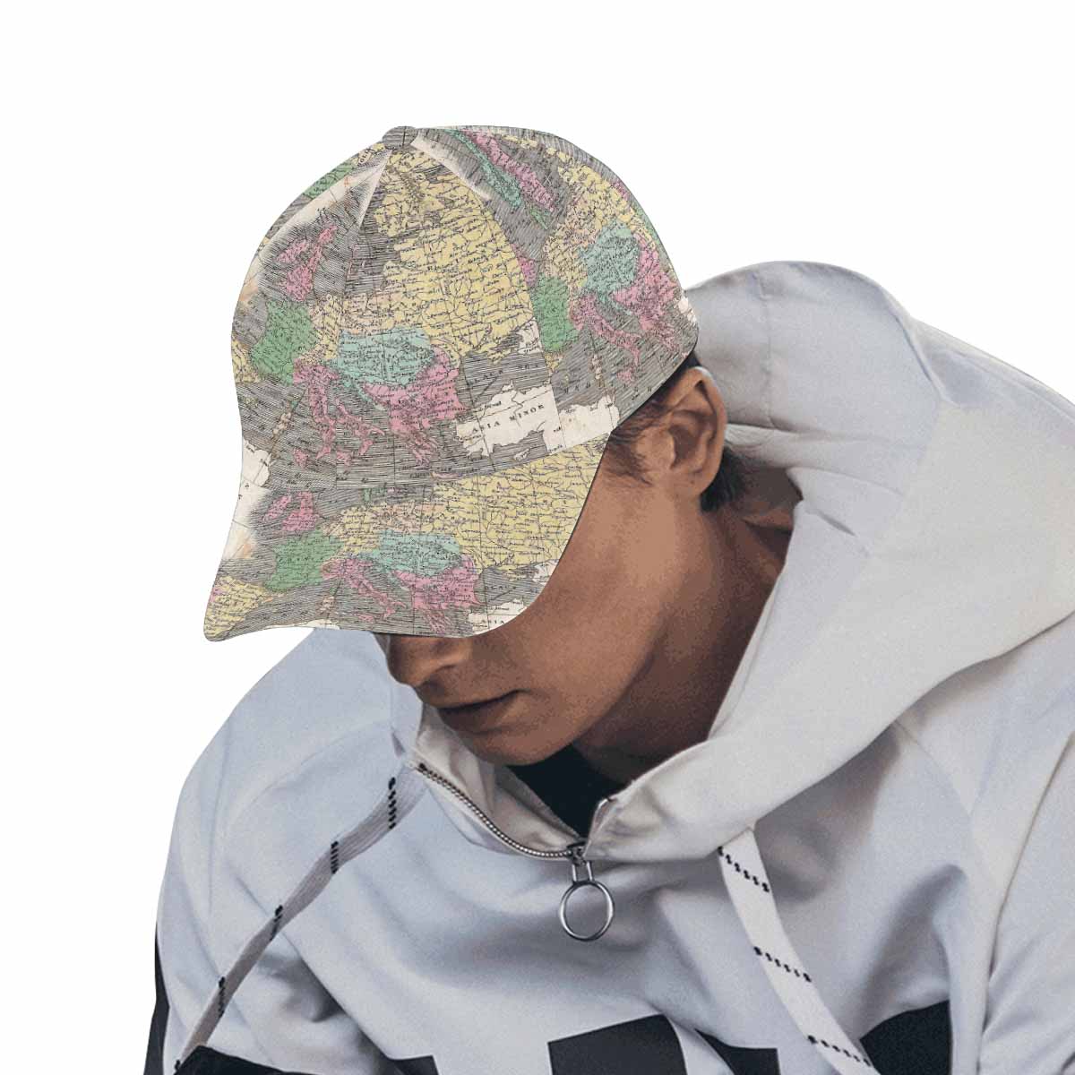 Antique Map design dad cap, trucker hat, Design 9