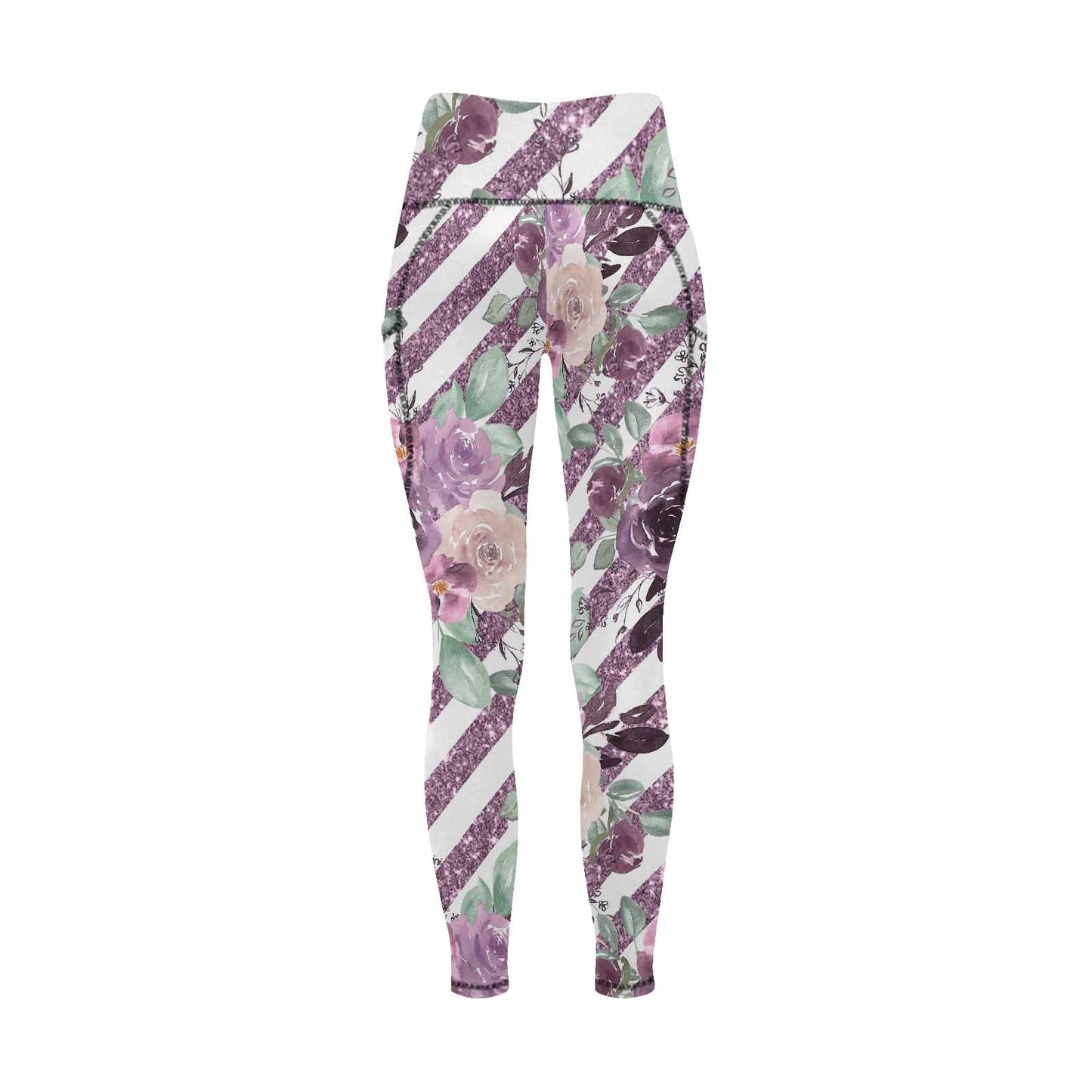 Floral 2, active wear leggings, outside surge, design 33