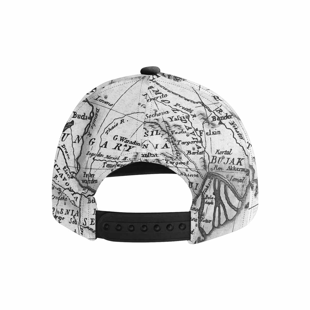 Antique Map design mens or womens deep snapback cap, trucker hat, Design 20