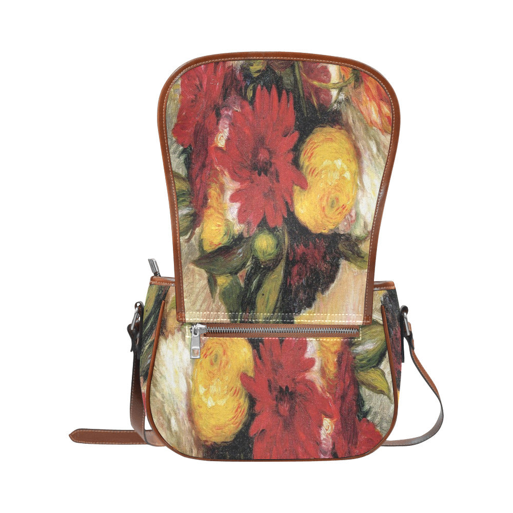 Vintage floral handbag, Design 25 Model 1695341 Saddle Bag/Large (Model 1649)