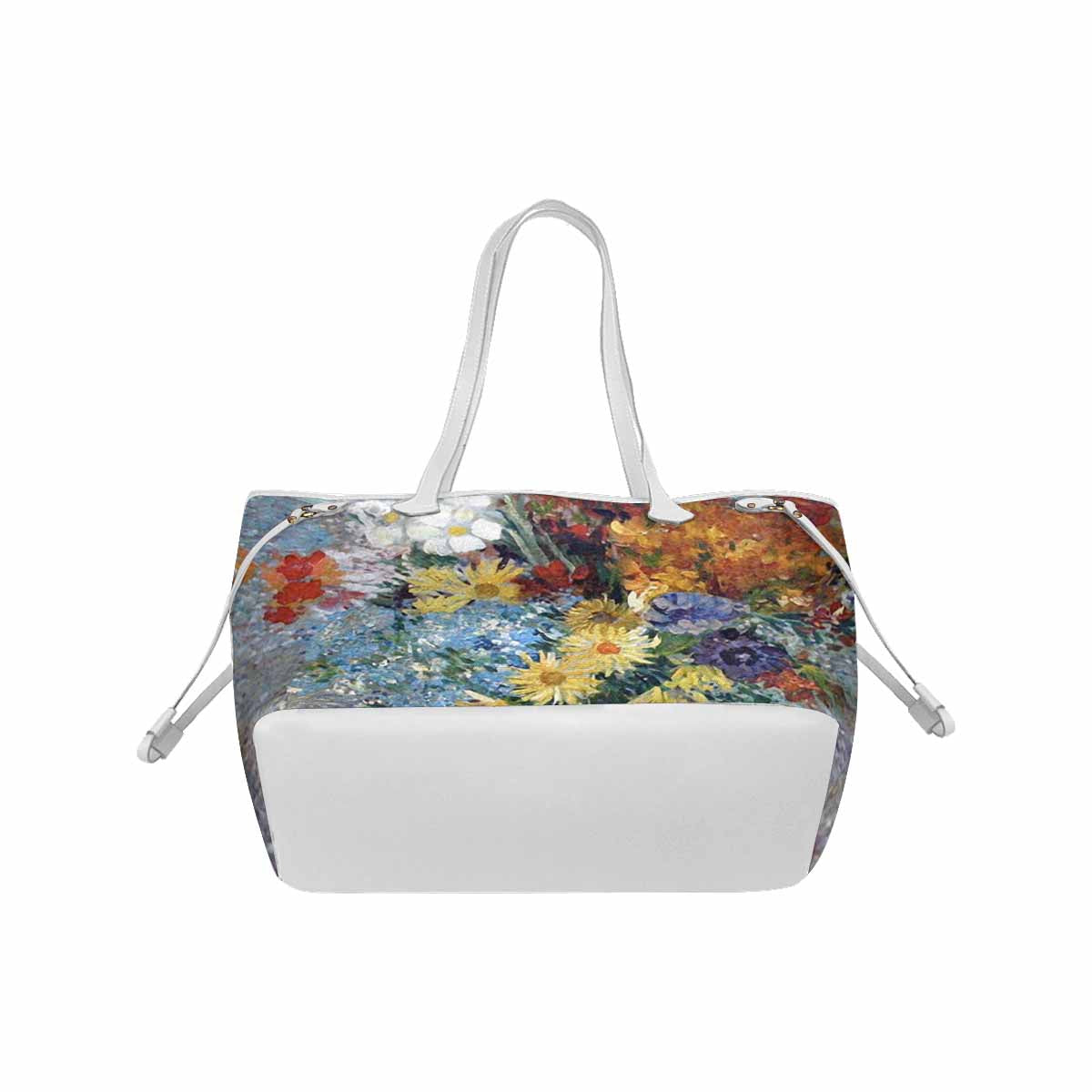 Vintage Floral Handbag, Classic Handbag, Mod 1695361 Design 41, WHITE TRIM
