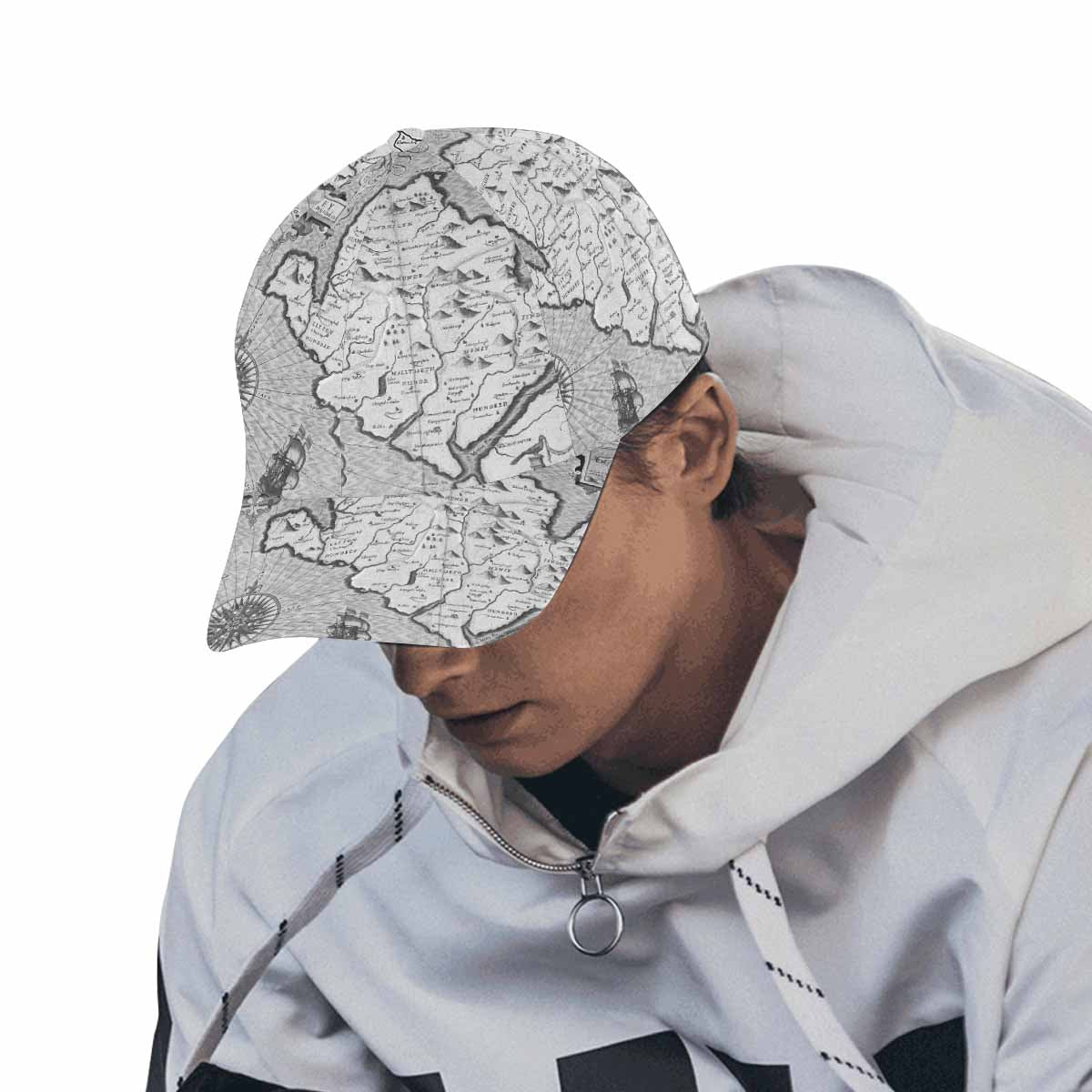 Antique Map design dad cap, trucker hat, Design 11