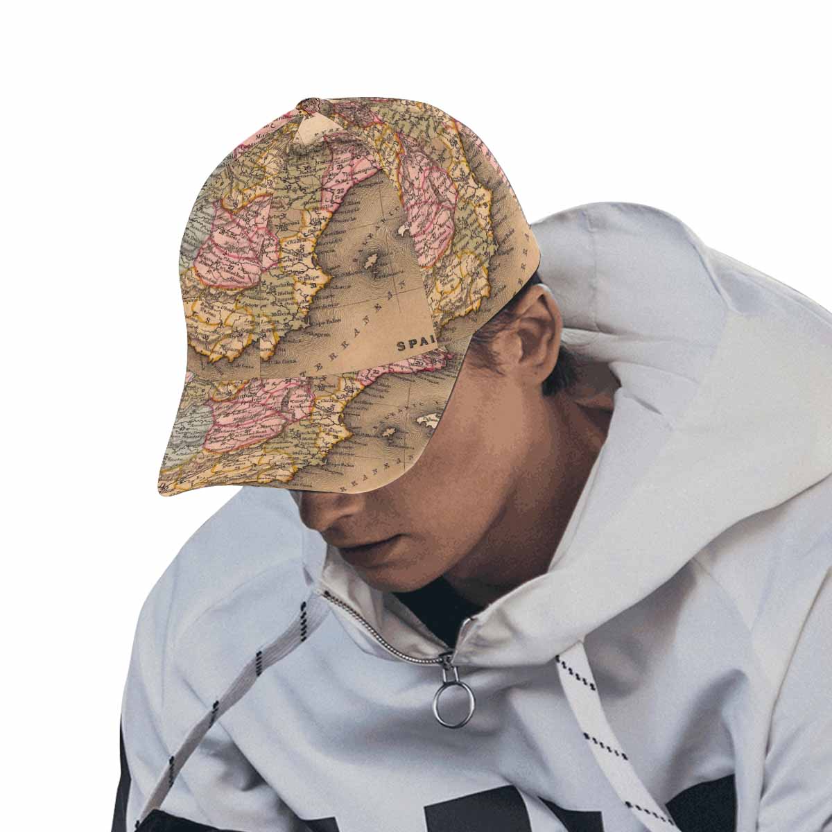 Antique Map design dad cap, trucker hat, Design 16