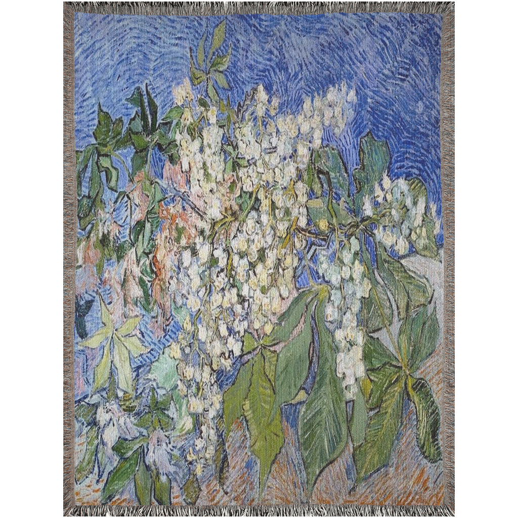 100% cotton Vintage Floral design woven blanket, 50 x 60 or 60 x 80in, Design 04