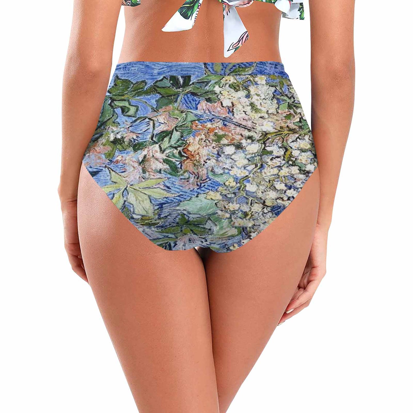 Vintage floral High waist bikini bottom, Design 04