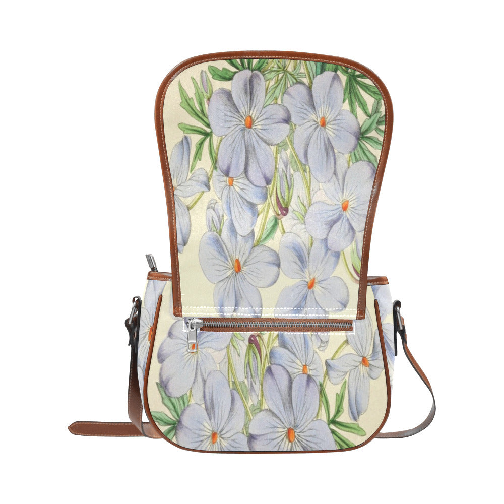 Vintage floral handbag, Design 13 Model 1695341 Saddle Bag/Large (Model 1649)