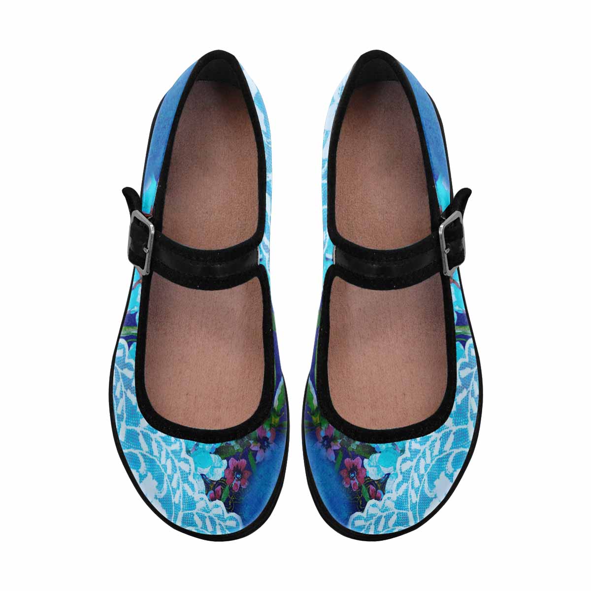 Victorian lace print, cute, vintage style women's Mary Jane shoes, design 49