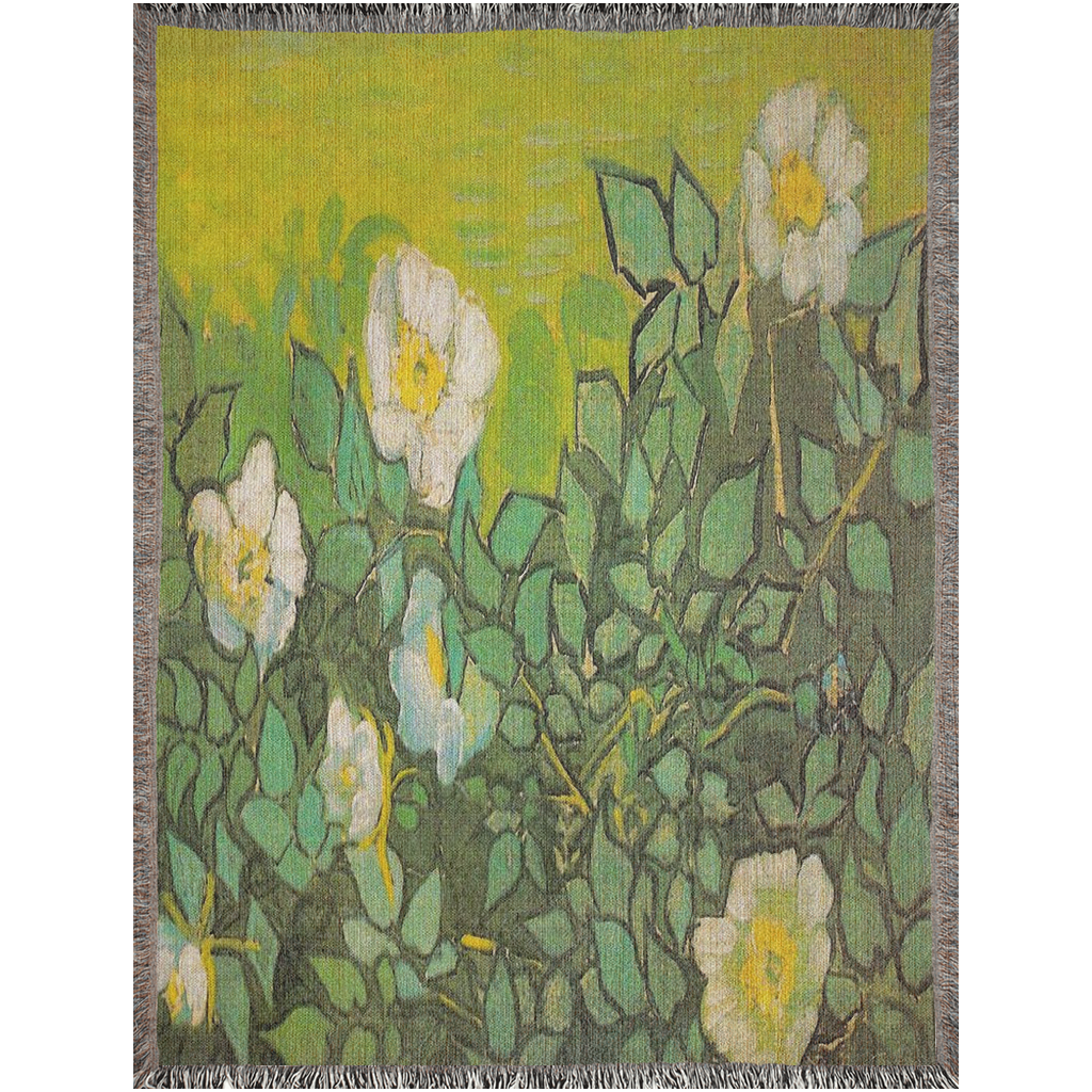 100% cotton Vintage Floral design woven blanket, 50 x 60 or 60 x 80in, Design 01