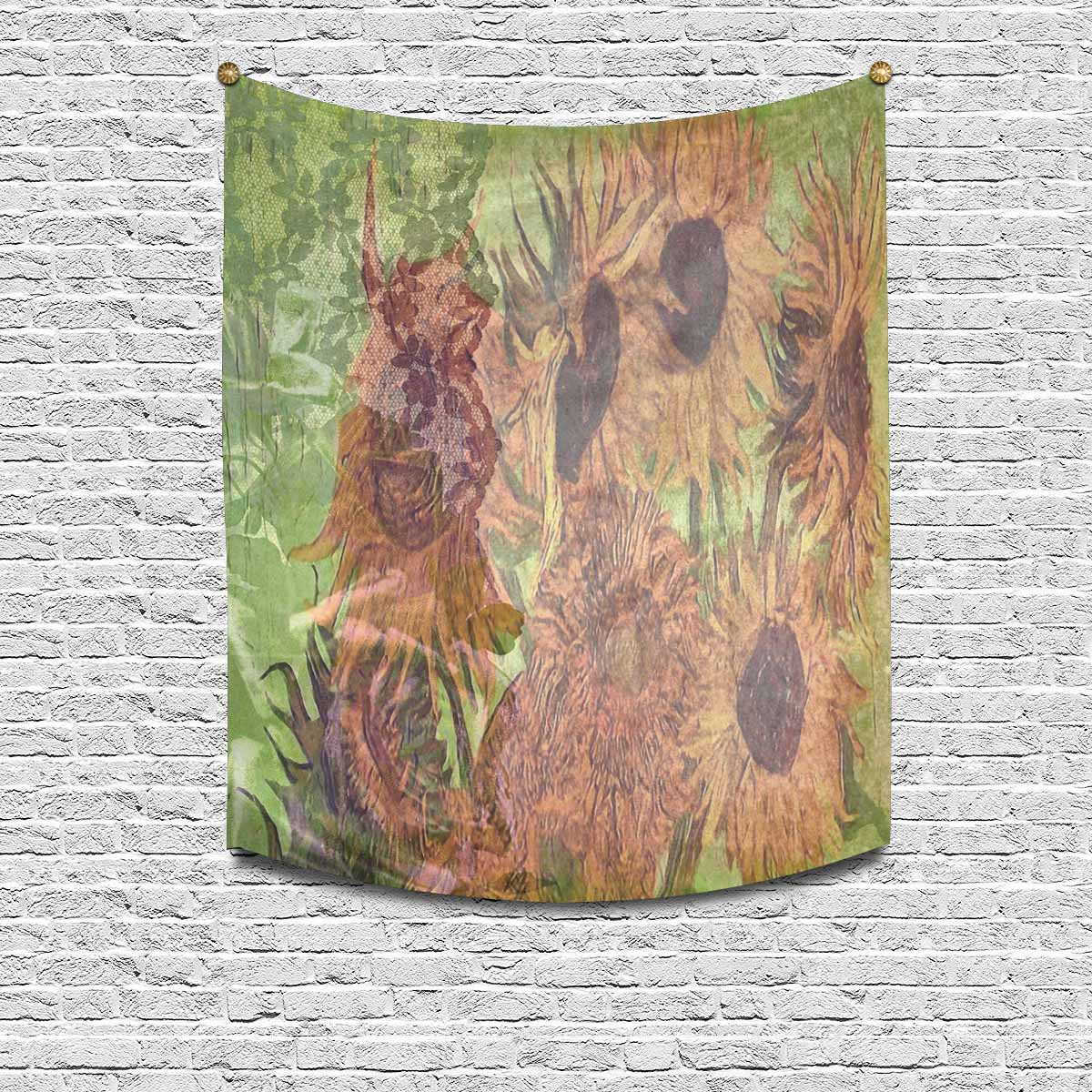 Vintage floral TAPESTRY, MEDIUM 51 in X 60 in, Design 48xx C26