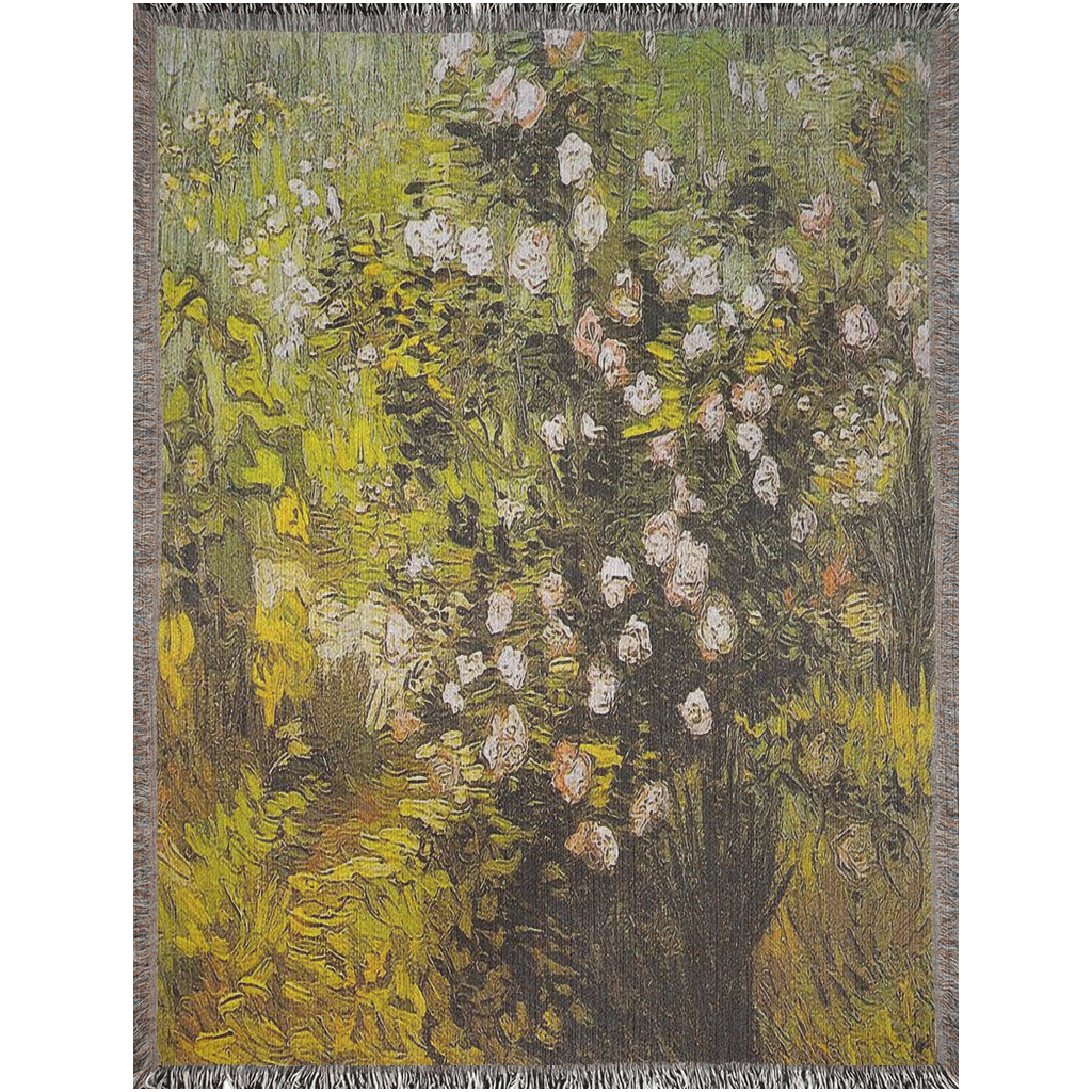 100% cotton Vintage Floral design woven blanket, 50 x 60 or 60 x 80in, Design 05