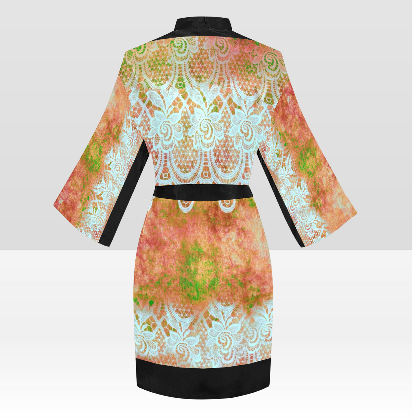 Victorian Lace Kimono Robe, Black or White Trim, Sizes XS to 2XL, Design 31