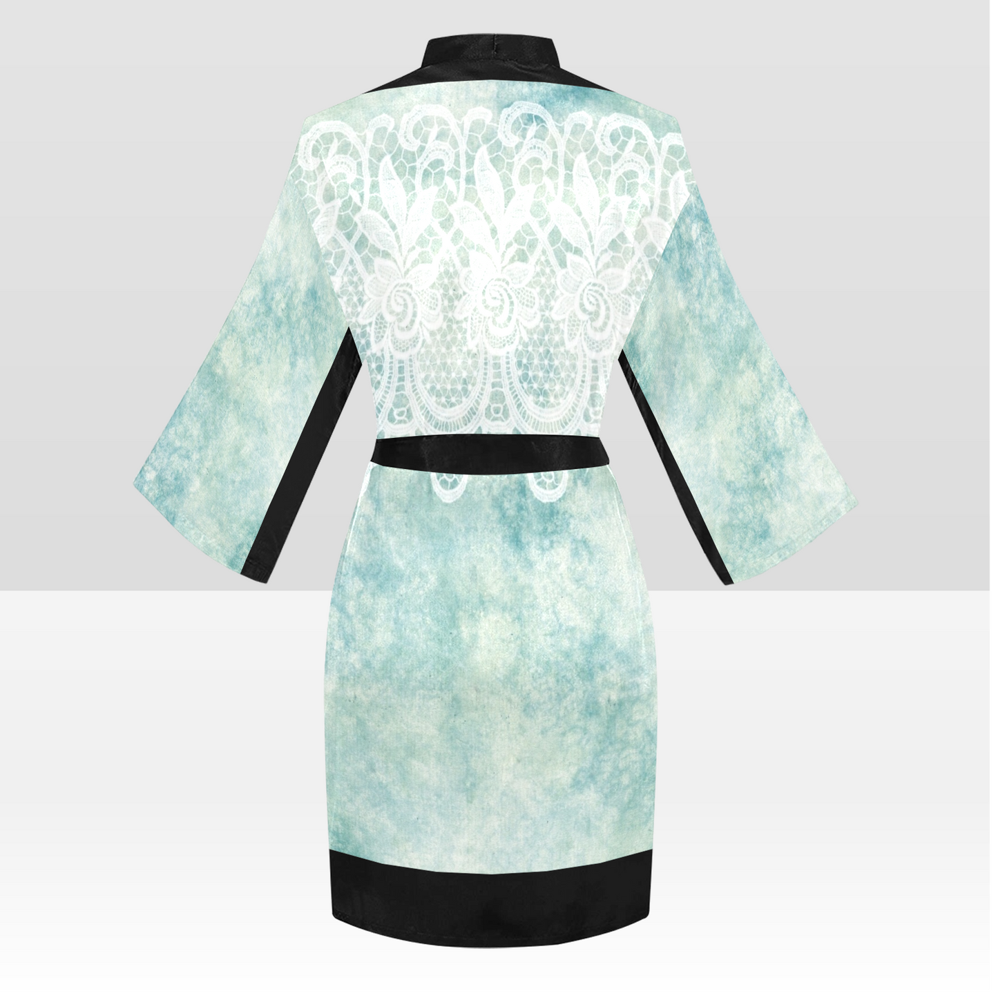 Victorian Lace Kimono Robe, Black or White Trim, Sizes XS to 2XL, Design 41