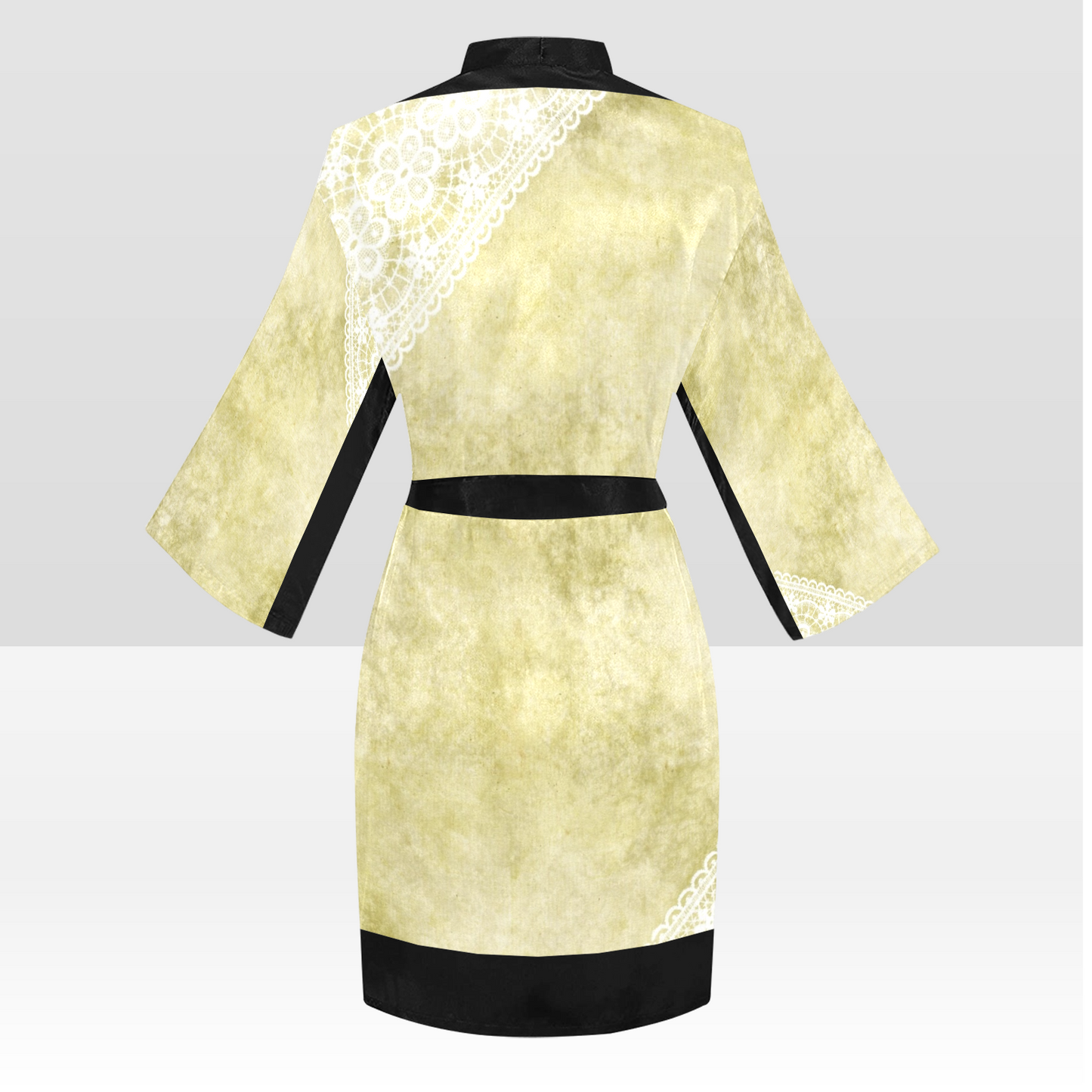 Victorian Lace Kimono Robe, Black or White Trim, Sizes XS to 2XL, Design 43