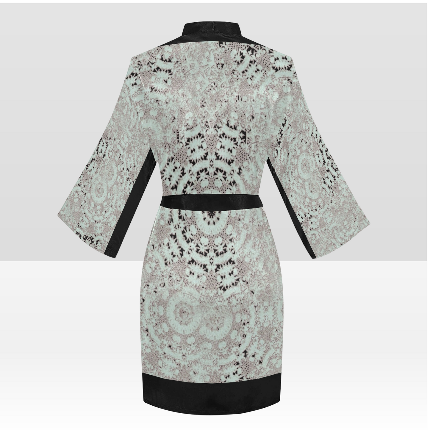 Victorian Lace Kimono Robe, Black or White Trim, Sizes XS to 2XL, Design 51