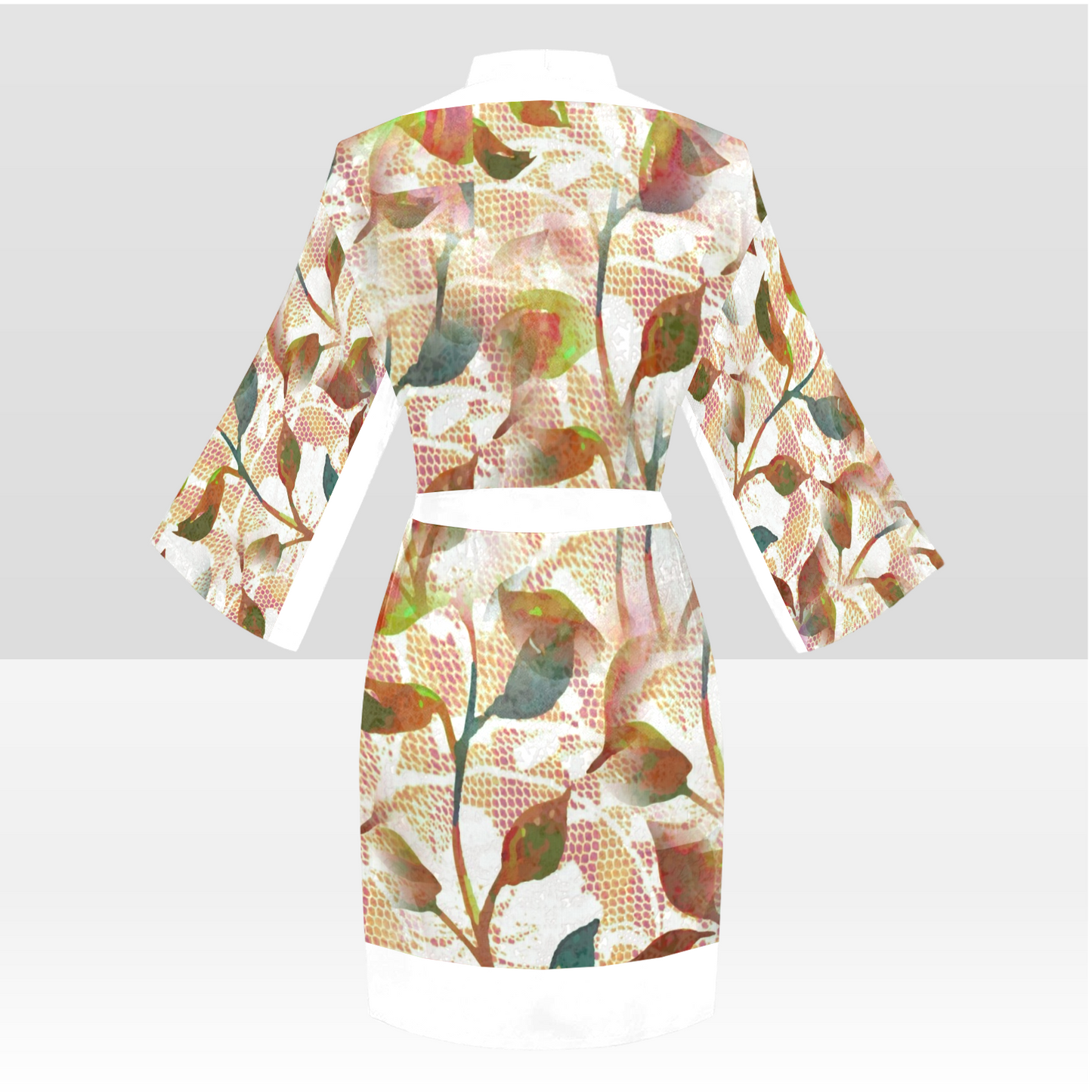 Victorian Lace Kimono Robe, Black or White Trim, Sizes XS to 2XL, Design 52