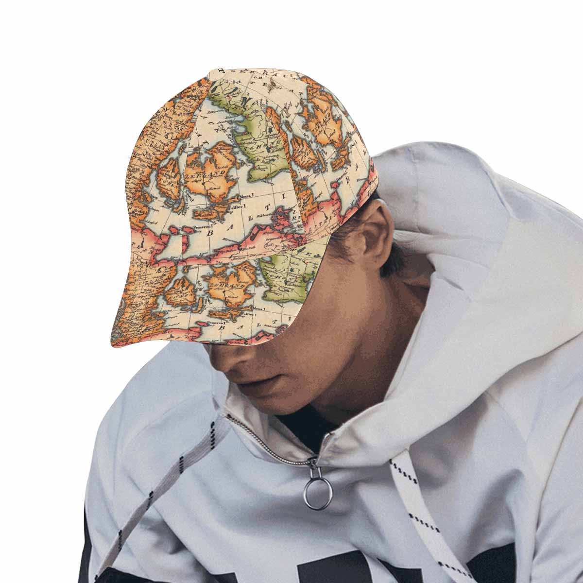 Antique Map design dad cap, trucker hat, Design 34