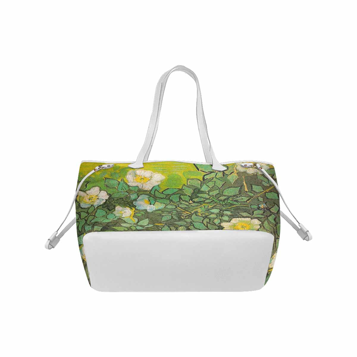 Vintage Floral Handbag, Classic Handbag, Mod 1695361 Design 01, WHITE TRIM