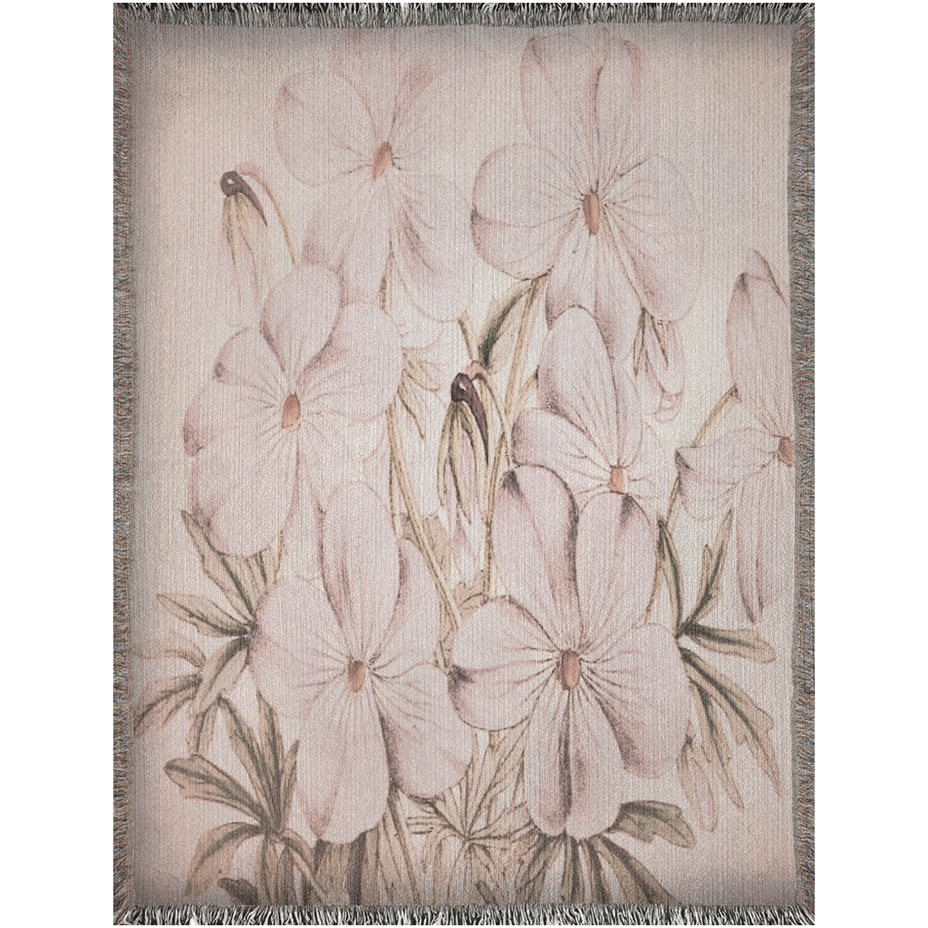 100% cotton Vintage Floral design woven blanket, 50 x 60 or 60 x 80in, Design 13x