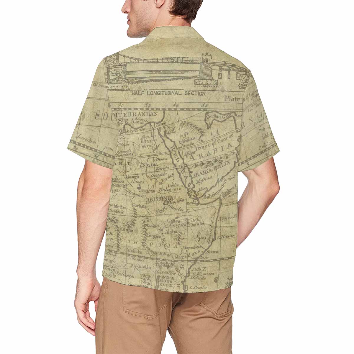 Antique Map design Hawaiian mens shirt, Design 1