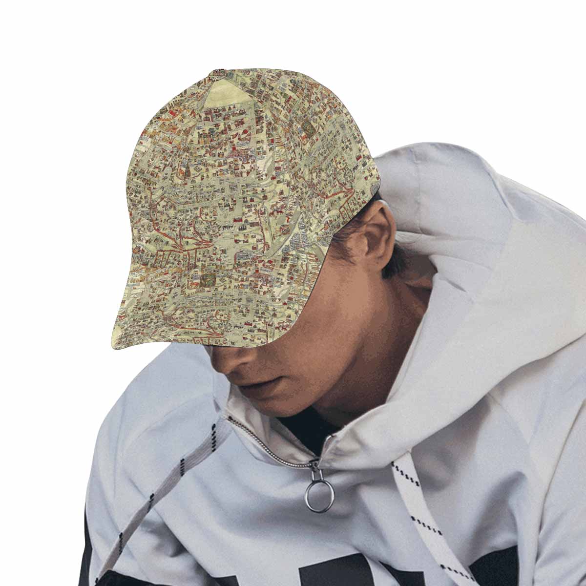 Antique Map design dad cap, trucker hat, Design 27