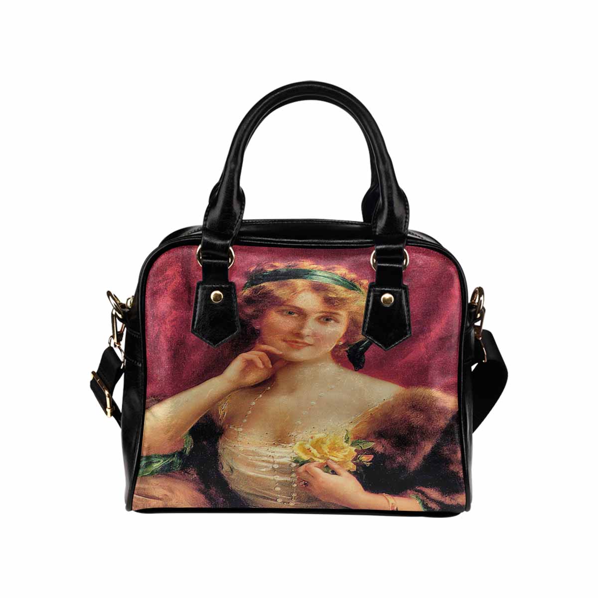 Victorian Lady design handbag, Mod 19163453, Elegant Lady with a YELLOW Roses