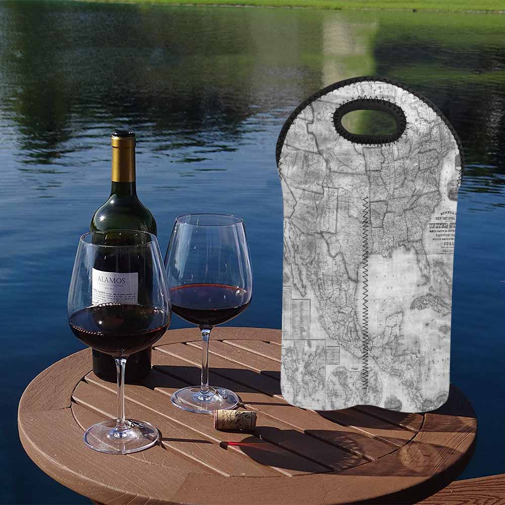 2 Bottle Antique map wine bag,Design 26