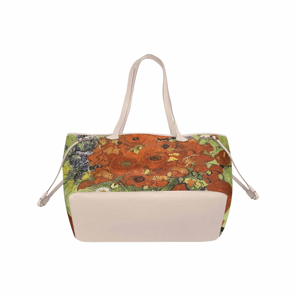 Vintage Floral Handbag, Classic Handbag, Mod 1695361 Design 56 BEIGE/TAN TRIM