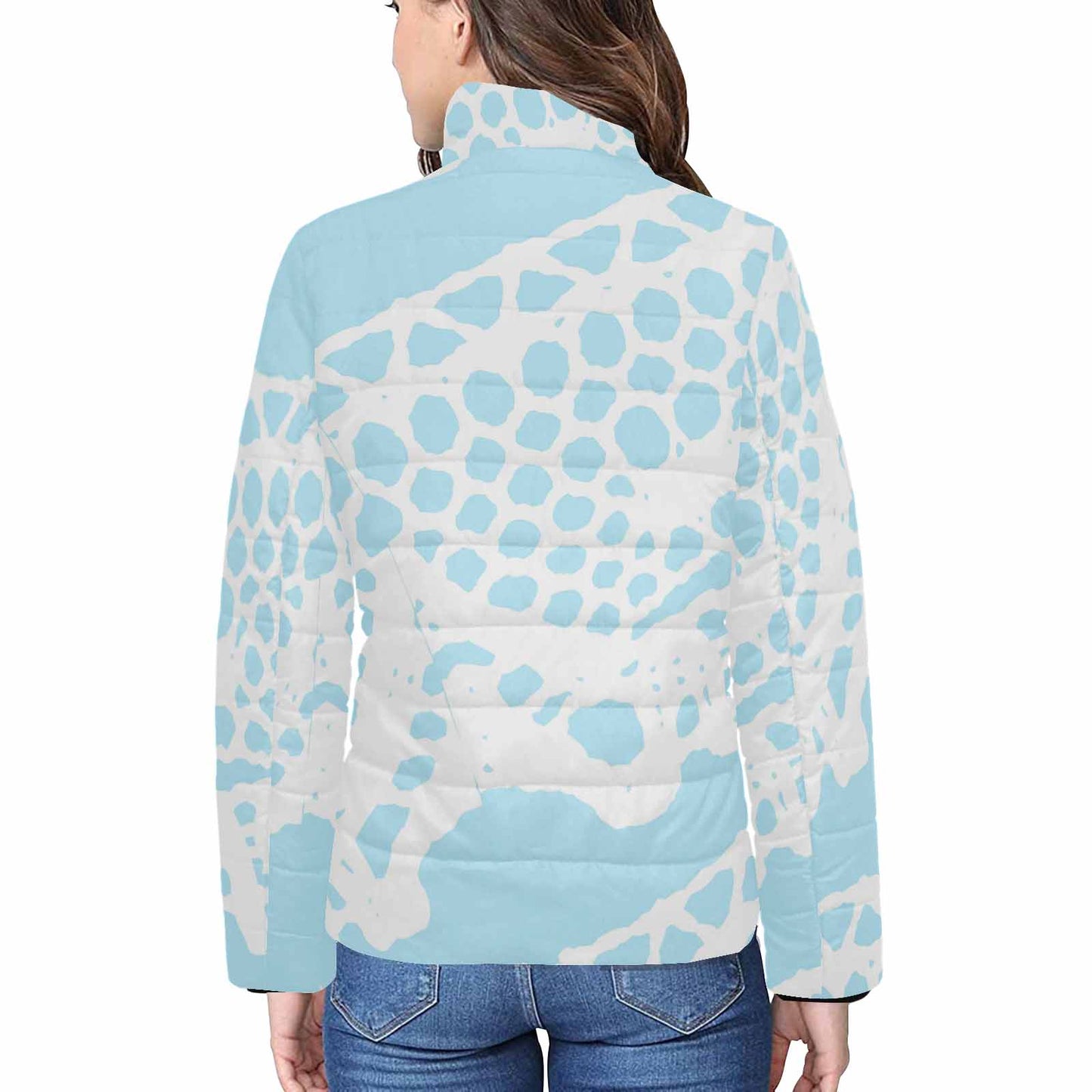 Victorian Lace print womens padded quilted jacket, design 08